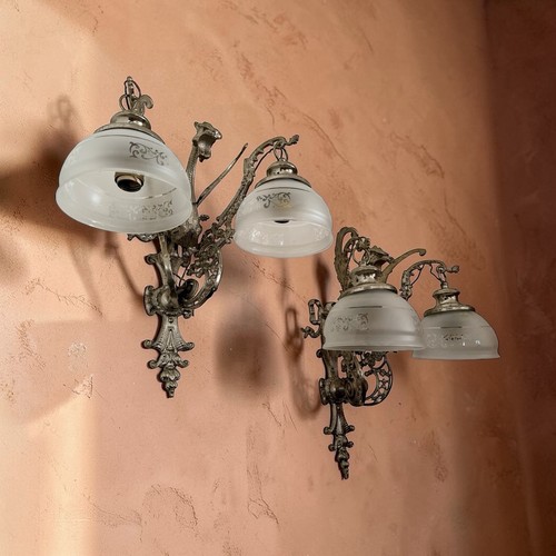 Paar antike zinnlampen mit - paar,